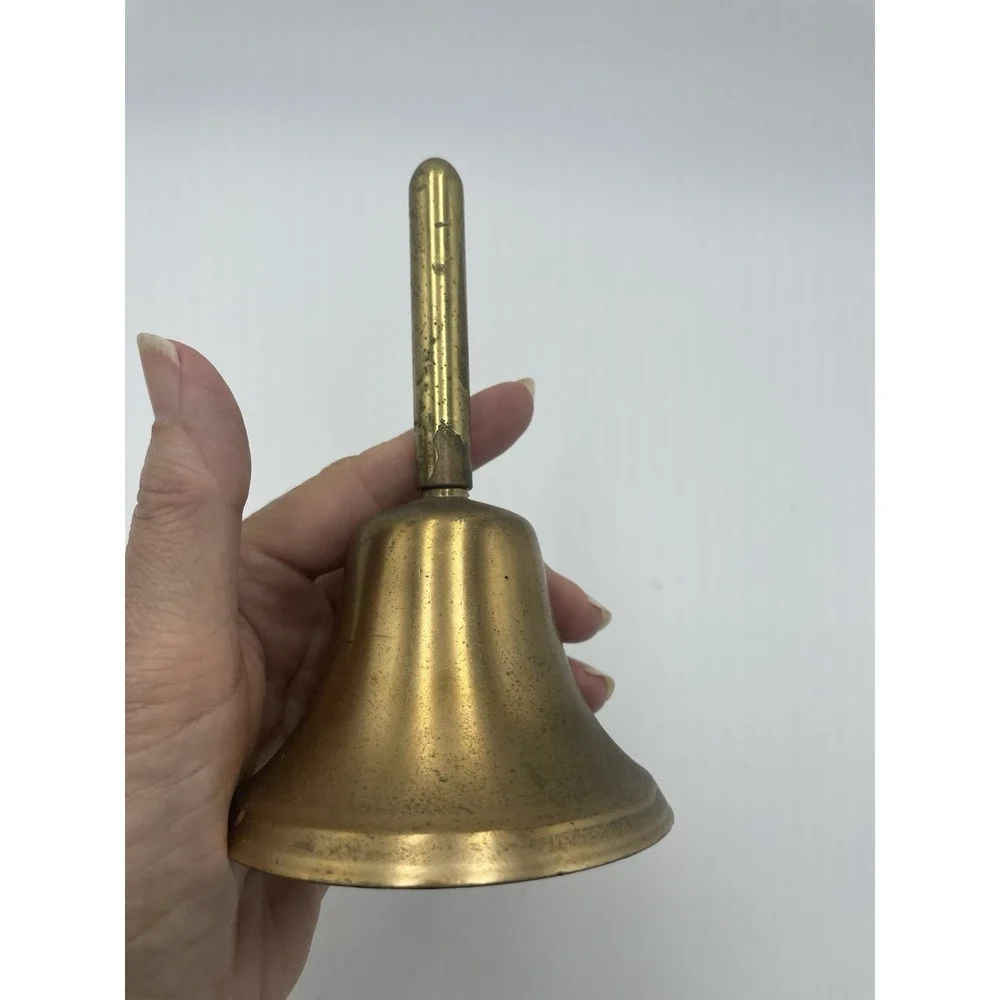 Vintage Solid Brass Heavy Hand Bell Chain Clapper Ball 6